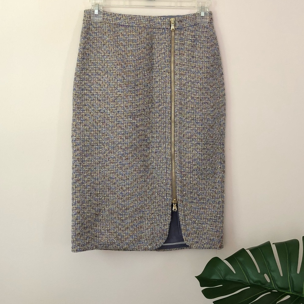 JCrew tweed zip front pencil skirt